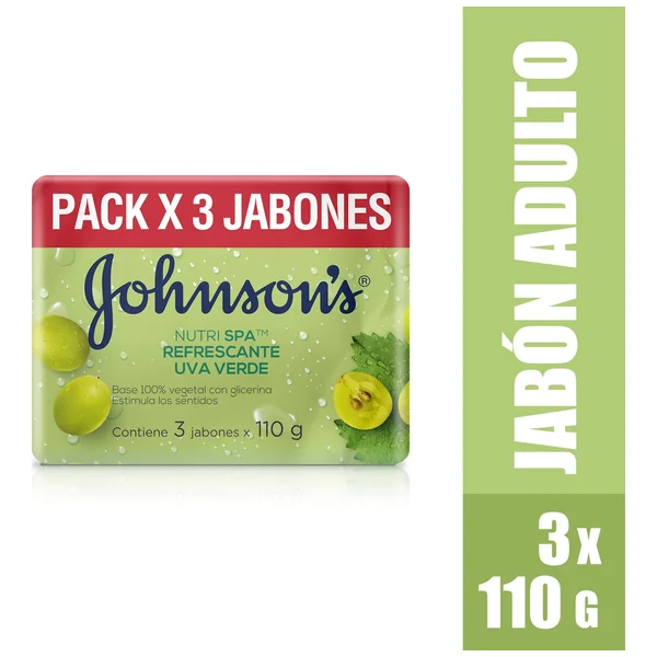 Jabon Uva Verde Jhonsons Nutri Spa Refrescante Paquete X 3Barras X 110 G