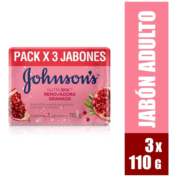 Jabon En Barra Johnsons Nutri Spa Renovadora Granada Paquete X 3 Barras X 110 G