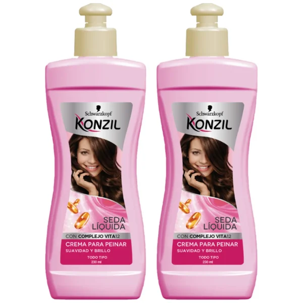 Crema Para Peinar Konzil Suavidad Y Brillo Seda Liquida X2