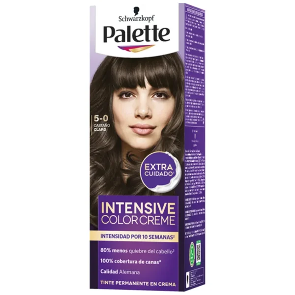 Palette Color Creme 5-0 Castaño Claro Caja X 2 Tubos