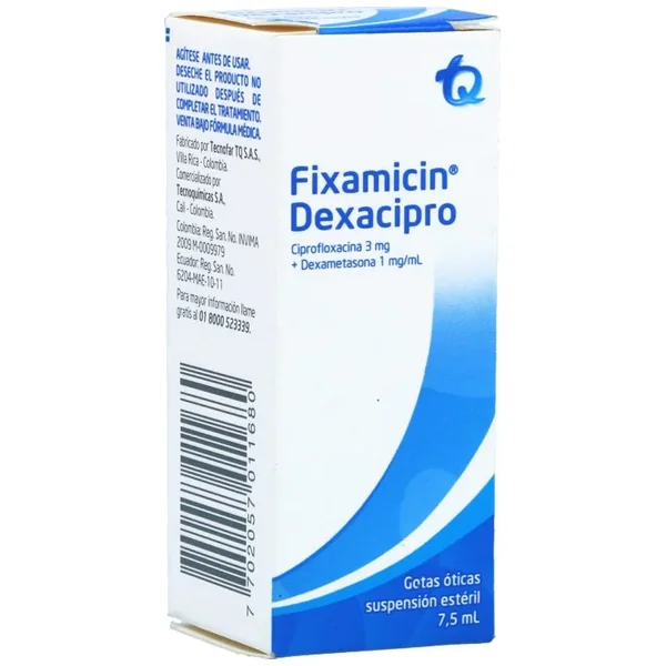 Fixamicin Dexacipro Suspensión Ótica Estéril (3Mg+1Mg)/mL Frasco X 7 5mL