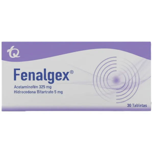 Fenalgex Acetaminofén + Hidrocodona Bitartrato 325Mg/5mg Tecnoquimicas Caja X 30 Tabletas