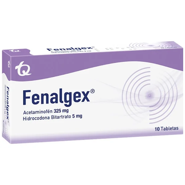 Fenalgex Acetaminofén + Hidrocodona Bitartrato 325Mg/5mg Tecnoquimicas Caja X 10 Tabletas