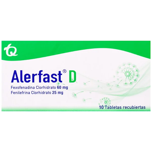 Alerfast Fexofenadina Clorhidrato 60Mg/25mg Tecnoquimicas Caja X 10 Tabletas