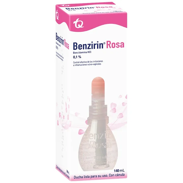Benzirin Rosa Ducha Lista Canula 100% Solución Tópica Vaginal Frasco X 140 mL