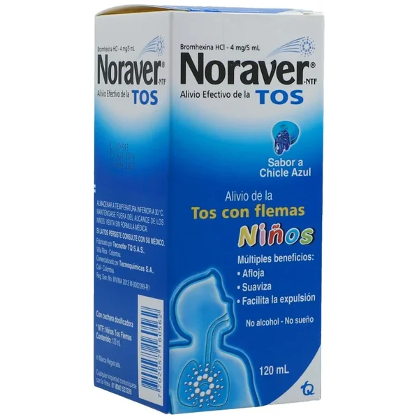 Noraver Tos Ntf 4Mg/5Ml(0.08%) Jarabe Chicle Frasco X 120Ml