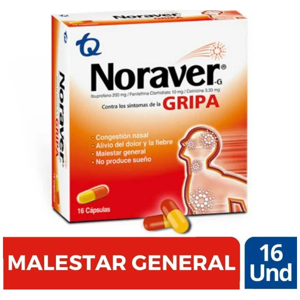 Noraver Gripa (3.33+10+200)Mg Capsulas Caja X 16