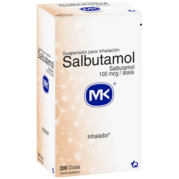 Salbutamol MK 100 Mcg Inhalador Frasco X 200 Dosis