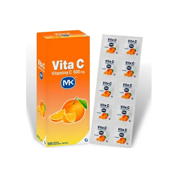 Vitamina C Mk Tabletas Masticables Sabor Mandarina 500Mg Blister X 10