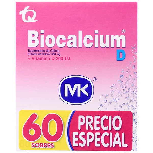 Biocalcium D Calcio + Vitamina D3 500Mg/200 UI MK Caja X 60 Sobres