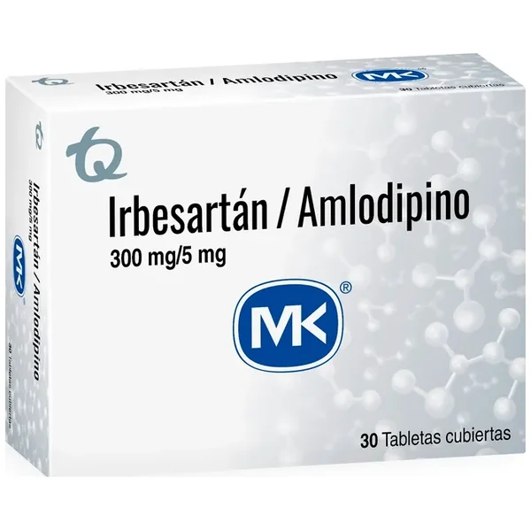 Amlodipino+Irbesartan (5+300)Mg Tabletas Recubiertas Cajas X 30 Mk