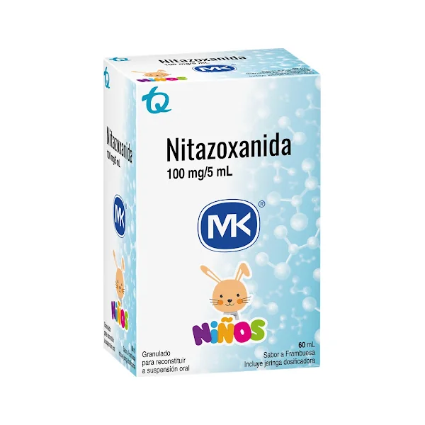 Nitazoxanida Mk 100Mg/5ml Para Niños Sabor Frambuesa Frasco X 60 Ml