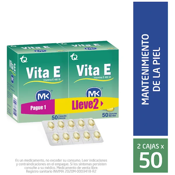 Vita E Vitamina E 400 UI MK 2 Cajas X 50 Cápsulas