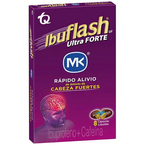 Ibuflash Ultra Forte Ibuprofeno + Cafeína 400Mg/65mg Tecnoquímicas Caja X 8 Cápsulas