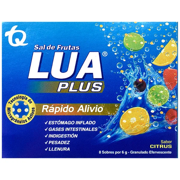 Sal De Frutas Lua Plus Bicarbonato De Sodio + Simeticona 0.1Gr/2.83gr TQ Caja X 8 Sobres
