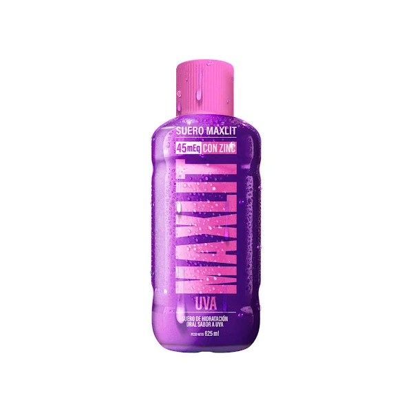 Suero de Hidratación Maxlit 45meq Sabor Uva Frasco x 625 ml