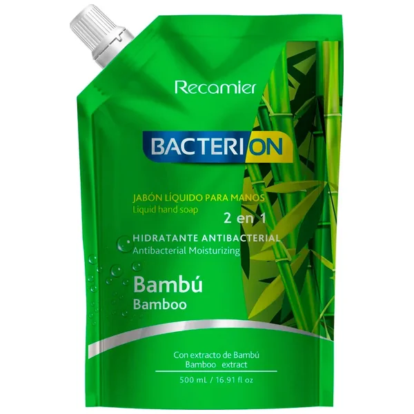 Jabón Liquido Para Manos 2 En 1 Hidratante Antibacterial Bacterion Bolsa X 500 Ml Bambu