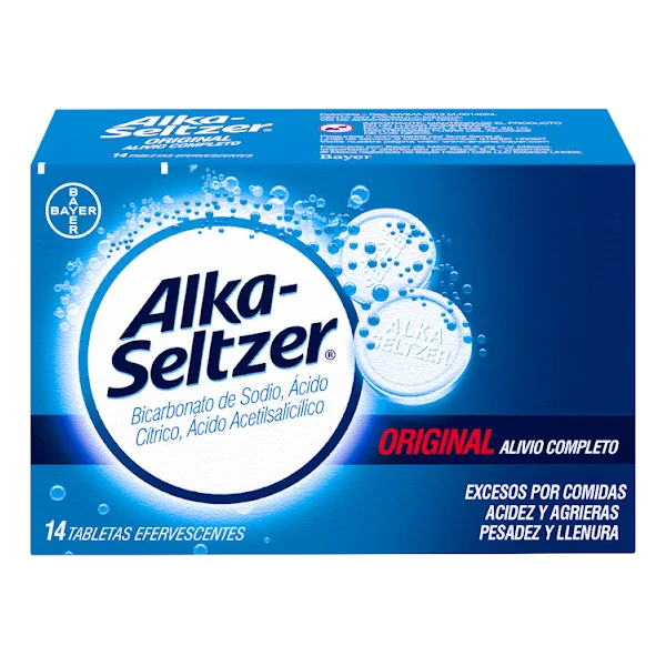 Alkaseltzer Original Ácido Acetilsalicílico + Ácido Cítrico 324Mg/1000mg Bayer Caja X 14 Tabletas