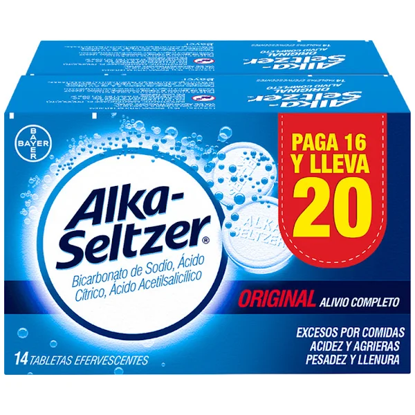 Alkaseltzer Original Acido Acetilsalicilico + Bicarbonato De Sodio + Acido Citrico Caja X 20 Tableta