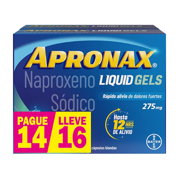 Apronax Naproxeno Sódico 275 Mg Liquid Gel Caja X 16 Cápsulas
