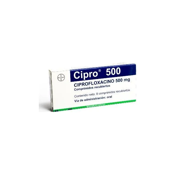 Cipro Ciprofloxacina 500 Mg Bayer Caja X 8 Comprimidos