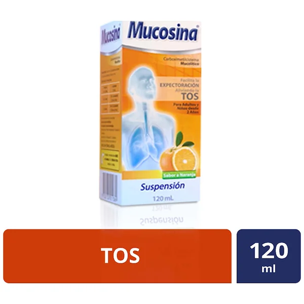 Mucosina Carbximetilcisteína 5% Sabor Naranja Haleon Frasco X 120 Ml