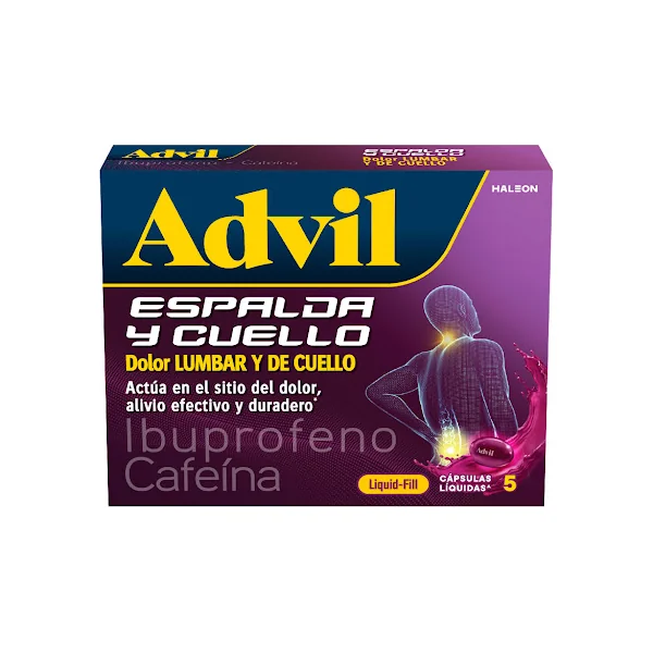 Advil Espalda Y Cuello Ibuprofeno + Cafeina Haleon Caja X 5 Capsulas