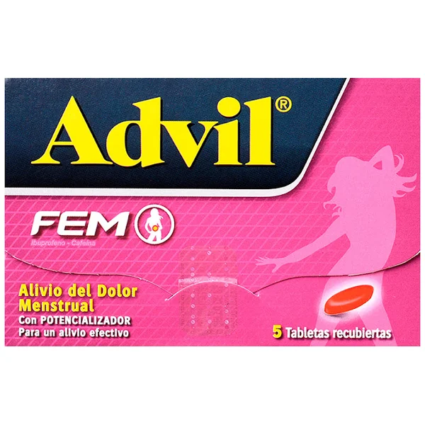 Advil Fem Ibuprofeno + Cafeína 400Mg/65 Mg Haleon Caja X 5 Cápsulas