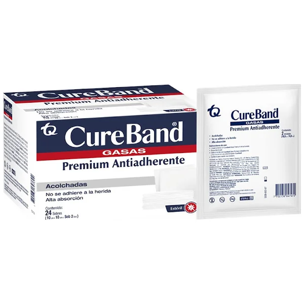 Gasas CureBand Premium Antiadherente 10Cm X 10Cm Caja X 24 Sobres