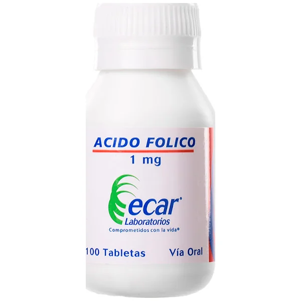 Ácido Fólico Ecar 1 Mg Frasco X 100 Tabletas