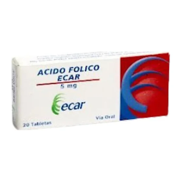 Ácido Fólico Ecar 5 Mg Caja X 20 Tabletas