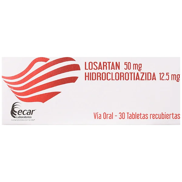 Losartán Hidroclorotiazida Ecar 50Mg/12.5mg Caja X 30 Tabletas