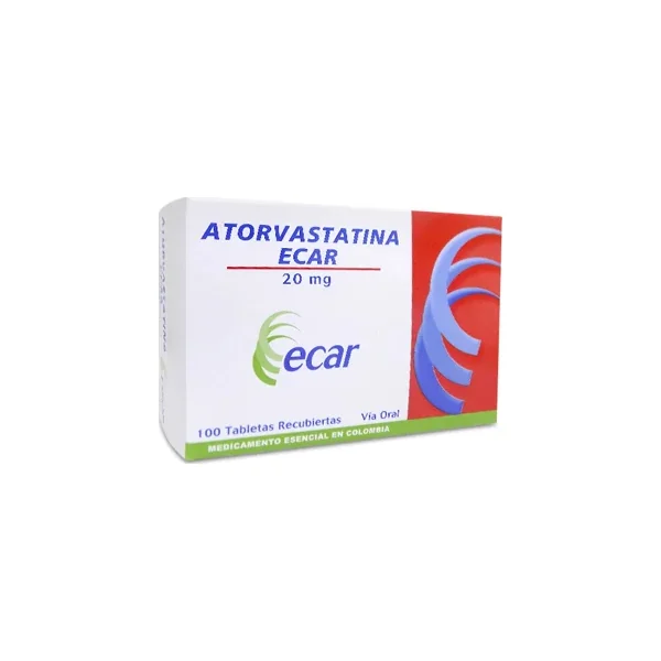Atorvastatina 20 MG Ecar Caja X 100 Tabs