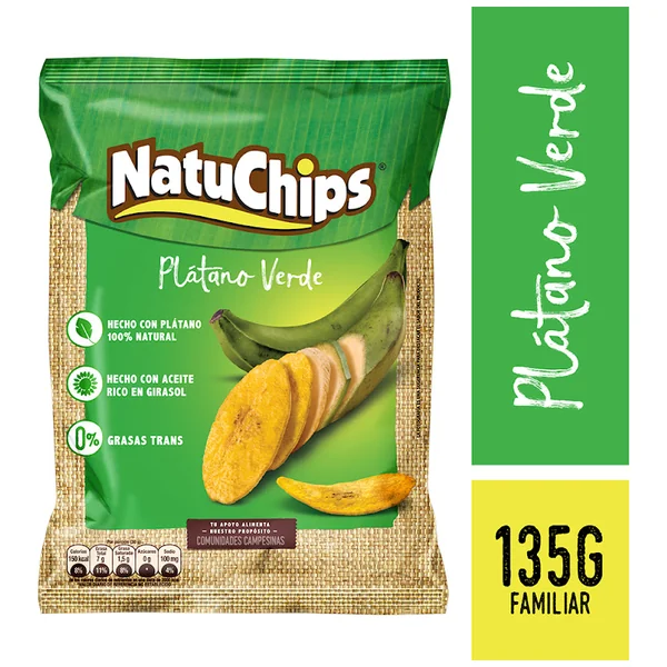 Pasabocas Natuchips Plátano Verde L X 135 Gr