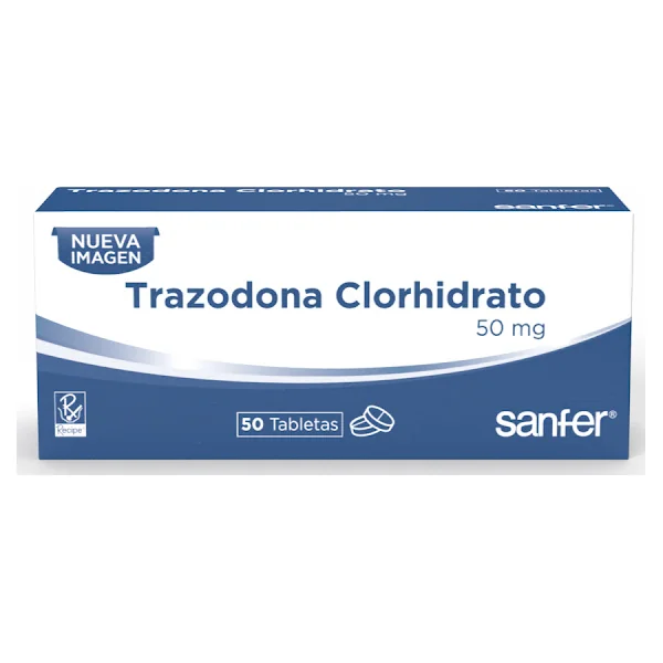 Trazodona Clorhidrato 50 Mg Caja X 50 Tabletas