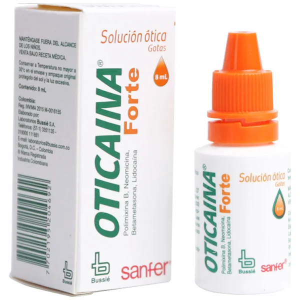 Oticaina Forte Polimixina B + Neomicina 10000UI/3,75mg Bussié Gotas Óticas Frasco X 8 Ml