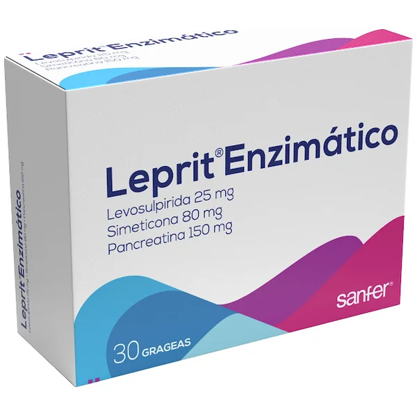 Leprit Enzimático Levosulprida + Simeticona + Pancreatina Pharmetique Caja X 30 Grageas