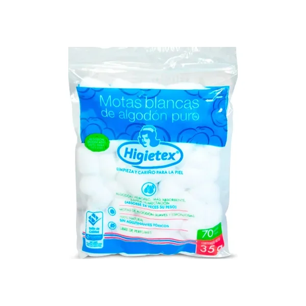 ALGODON HIGIETEX MOTAS BLANCAS