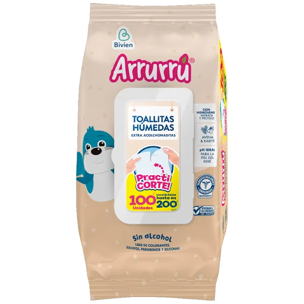 Toallitas Humedas Arrurru Avena & Karite Practicorte X 100Und