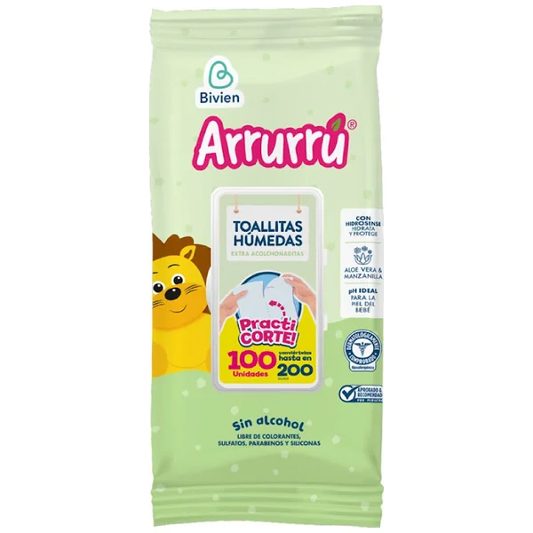 Toallitas Húmedas Arrurú Aloe Vera Y Manzanilla Paquete x 100 und