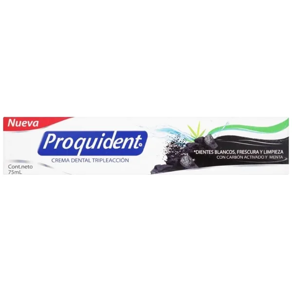 Crema Dental Tripleaccion Proquident Carbon Activo Y Menta Tubo X 75Ml