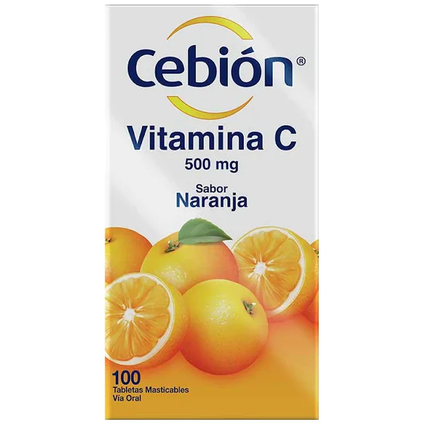 Cebión Tabletas Masticables Sabor A Naranja 500Mg Blister X 10