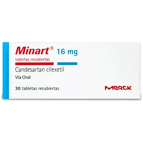 Minart 16Mg Tabletas Caja x30Tab. Merck Candesartán Cilexetil         