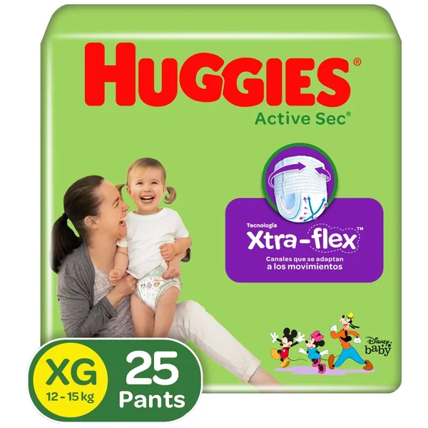 Pañal Huggies Active Sec Pants Xtra Flex Xg 4 Paquete X 25
