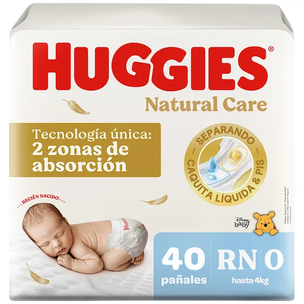 Pañal Huggies Natural Care Recién Nacido Paquete X 40 Und