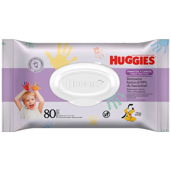 Toallitas Húmedas Huggies Manitos Y Carita 0% Alcohol Paquete X 80 Und