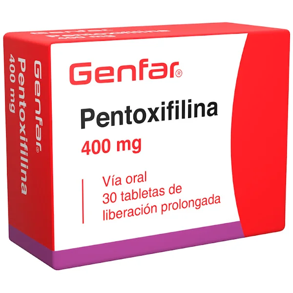 Pentoxifilina Genfar 400 Mg Caja X 30 Tabletas
