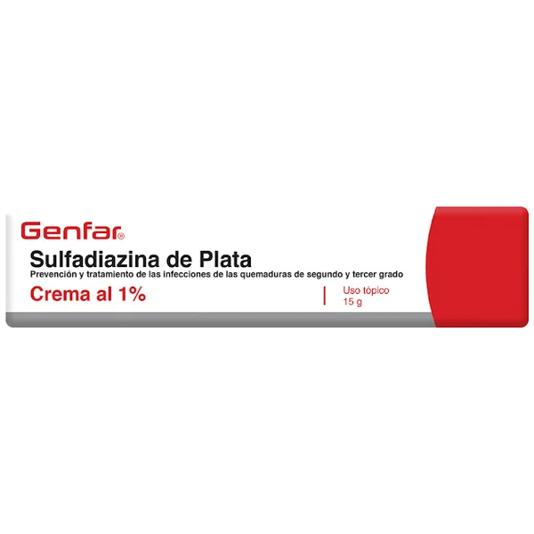Sulfadiazina De Plata 1 % Crema 15 Gr Genfar Caja X 1 Und