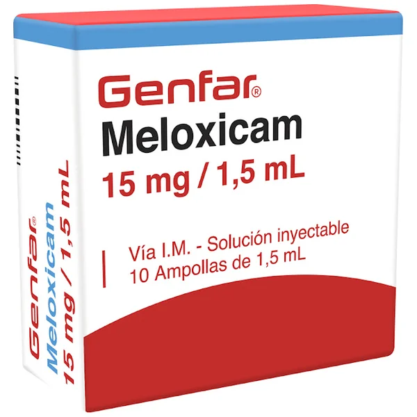 Meloxicam 15Mg/1.5ml Genfar Inyectable Caja X 10 Ampollas