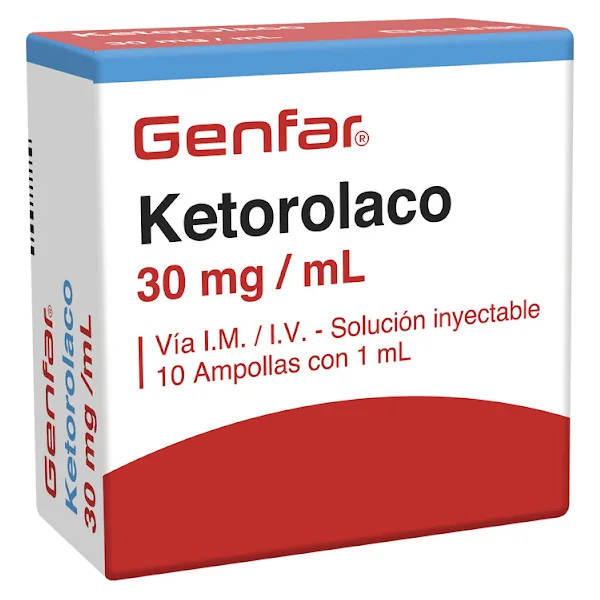 Ketorolaco 30Mg/1ml Genfar Inyectable Caja X 10 Ampollas